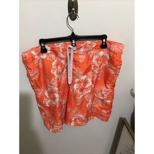 VINTAGE MEN'S OP OCEAN PACIFIC ORANGE HAWAIIAN FLORAL BOARD SHORTS SWIM TRUNKS M